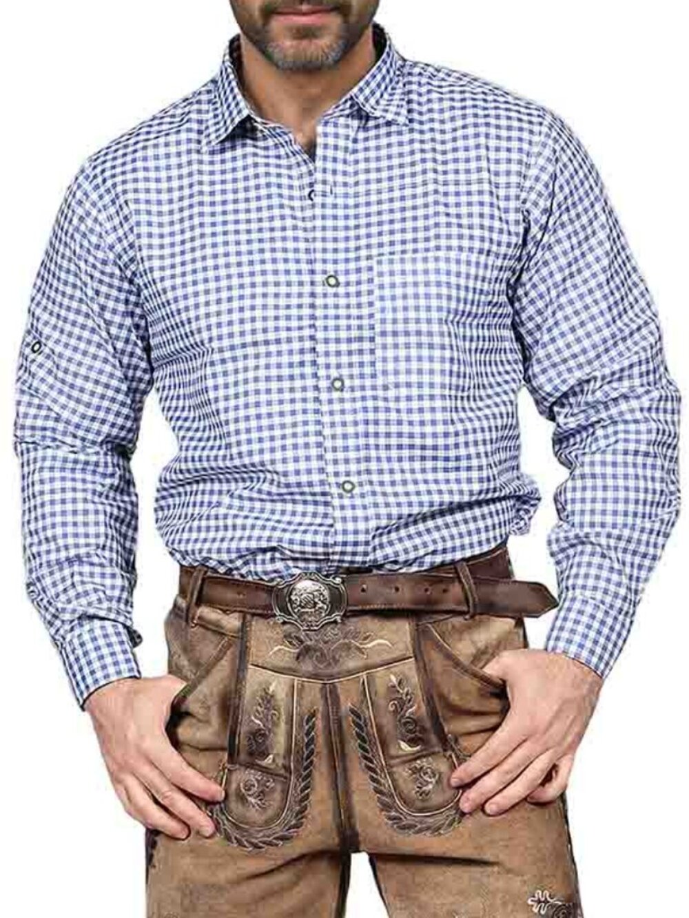 Classic Bavarian Check Shirt in Blue | Oktoberfest | German Heritage Fashion